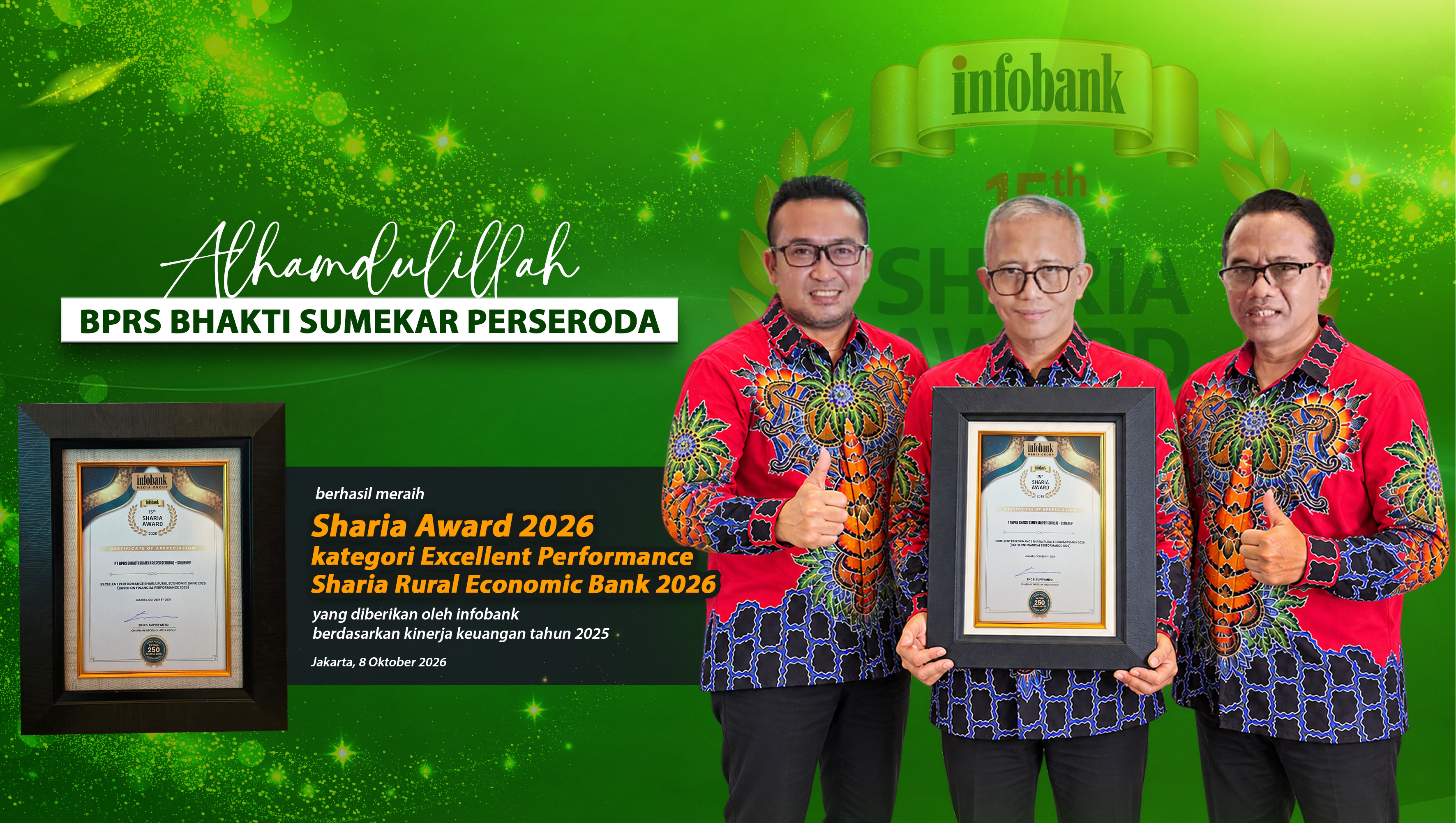 BPRS Bhakti Sumekar Raih Sharia Award 2026 dari Infobank atas Kinerja Keuangan 2025